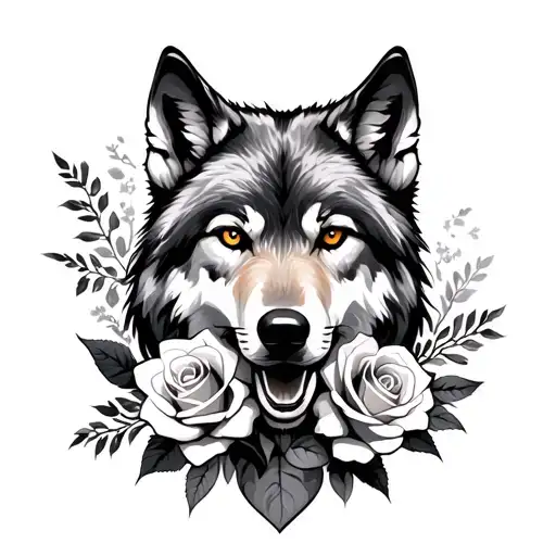 Wolf And Roses And Triskel