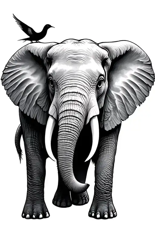 Elephant And Bird