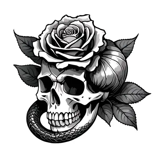 Snake Rose Skull