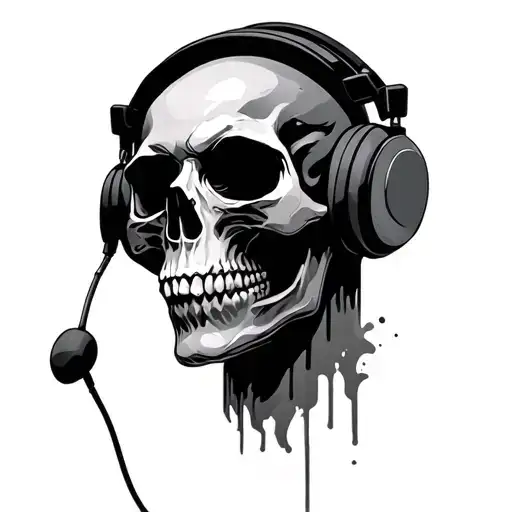 Skull Wearing Headphones