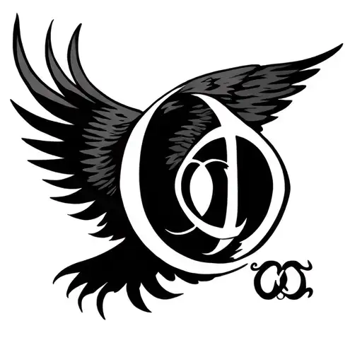 Tribal Eagle Wing Spread With A Alpha And Omega Symbol