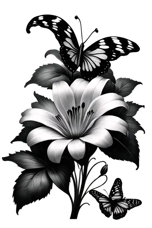 Ross And Lily Flower And Butterfly