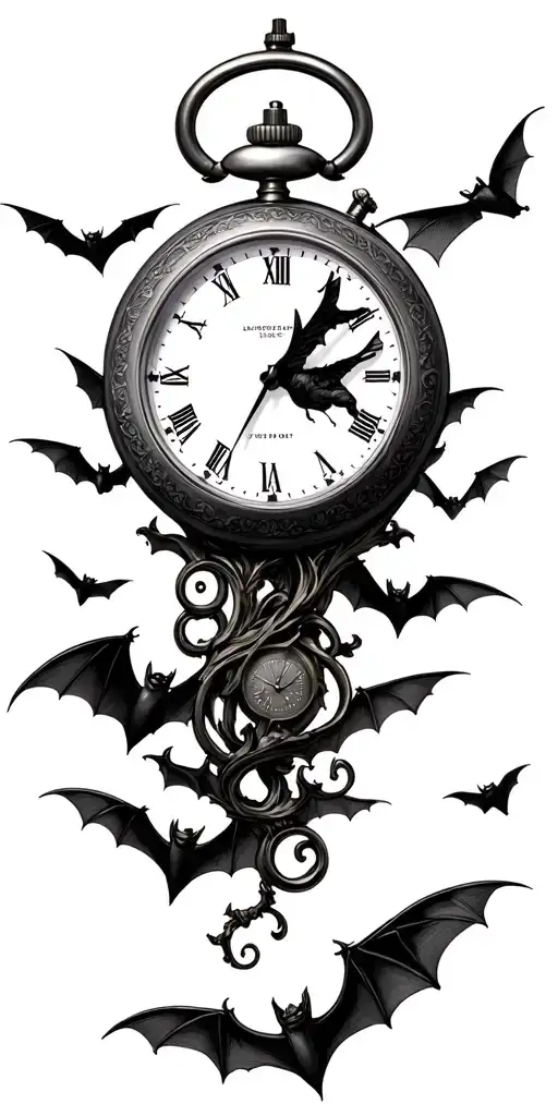 Bats Flying Pocket Watch