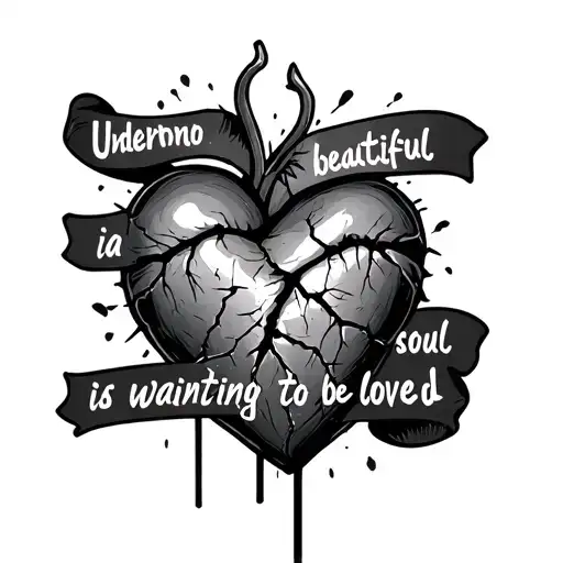 Cracked Heart With The Words Underneath The Scars Is A Beautiful Soul Wanting To Be Loved
