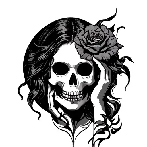 Death Holding Womens Face Tattoo Beautiful