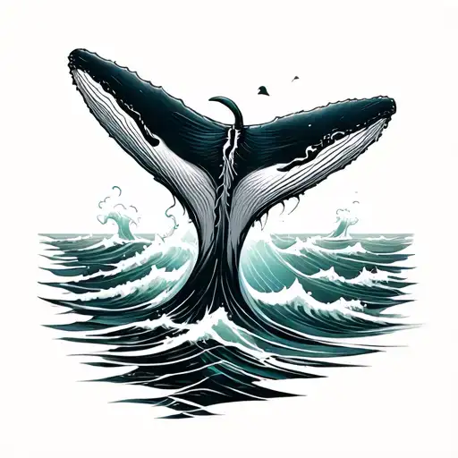 Wave Line And A Whale Tail With The Same Line