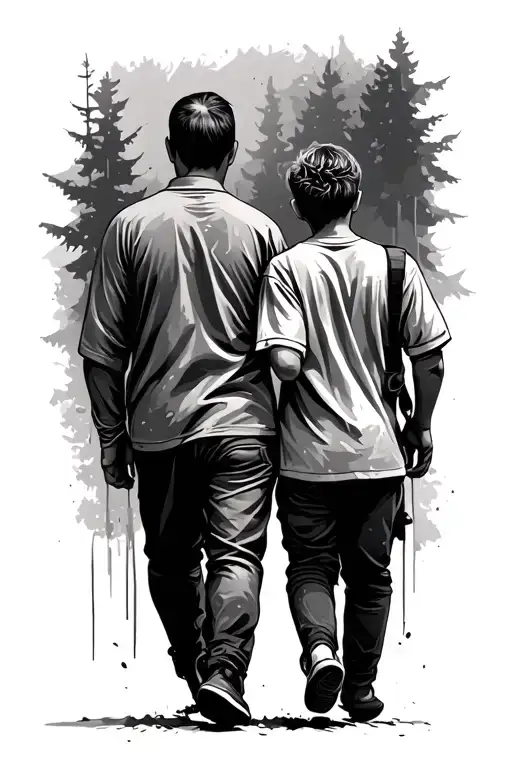 Father And Son Walking