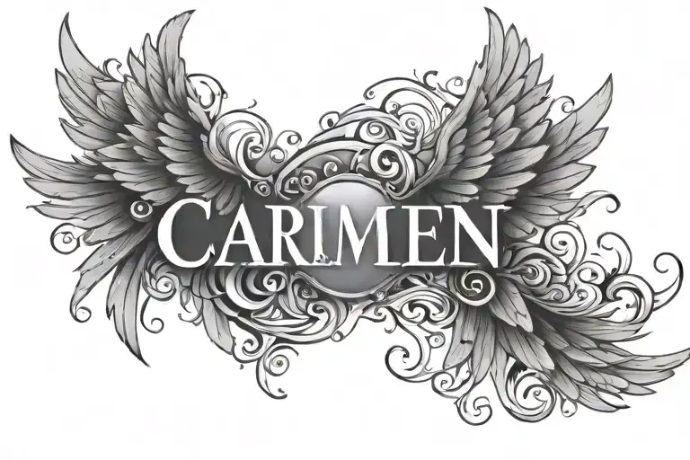 Name Carmen With Halo And Angel Wings