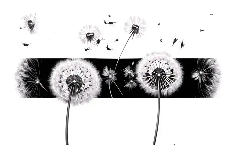 Plags Of Dandelion Fly Away From Two Imprints