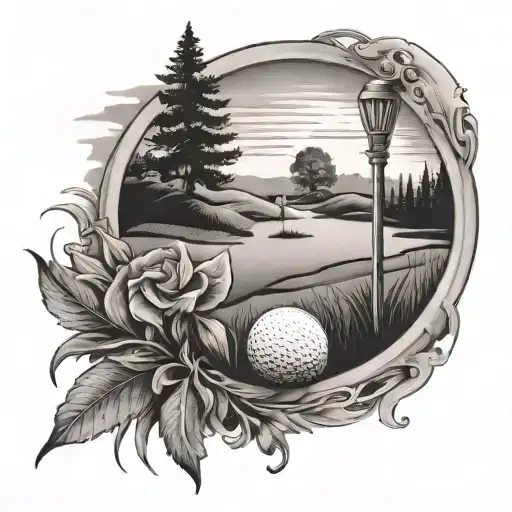 A Serene Outdoor Scene With Elements Of Golf And Music Subtly Incorporated