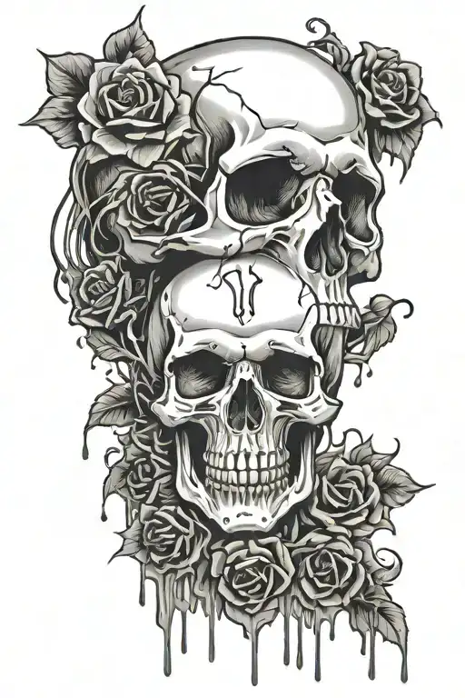 Rip Rest In Piss Skull Grave Blood Dripping