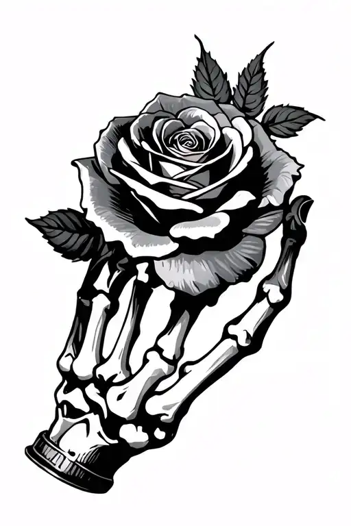 Skeleton Hand With Rose