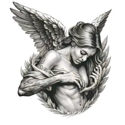 Angel Admiring Their Wings Holding