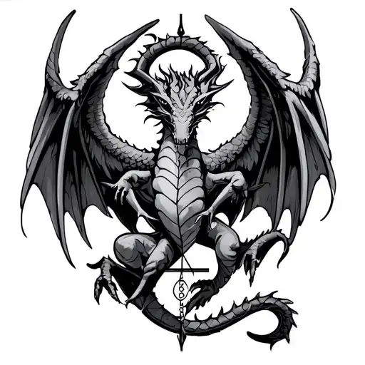 Libra Zodiac Sign With Winged Dragon