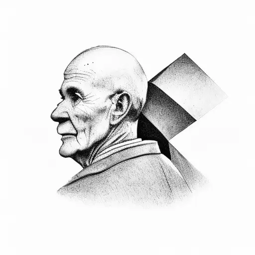 A Black-grey Back Of Profile Of A Old Father And Son Figure With A Wind Rose In The Background