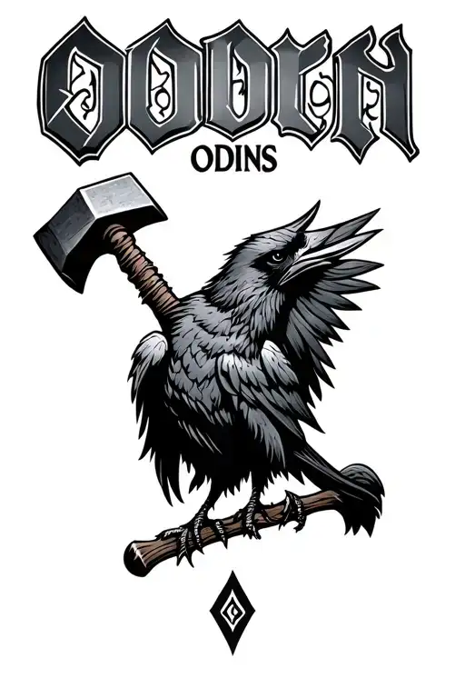 Odin's Crow With Third Hammer And Odin's Name Incorporated
