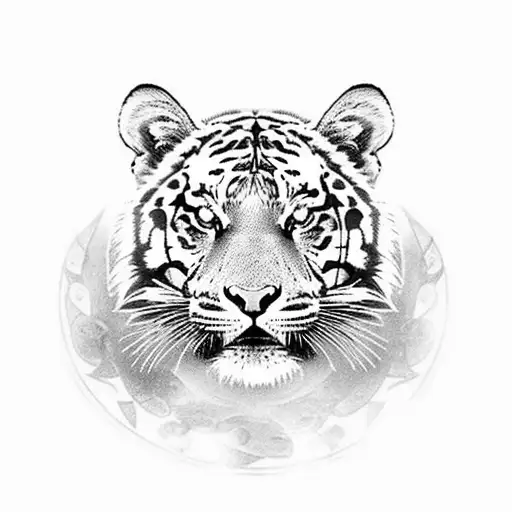 Tree Of Life With A Tiger And Fire