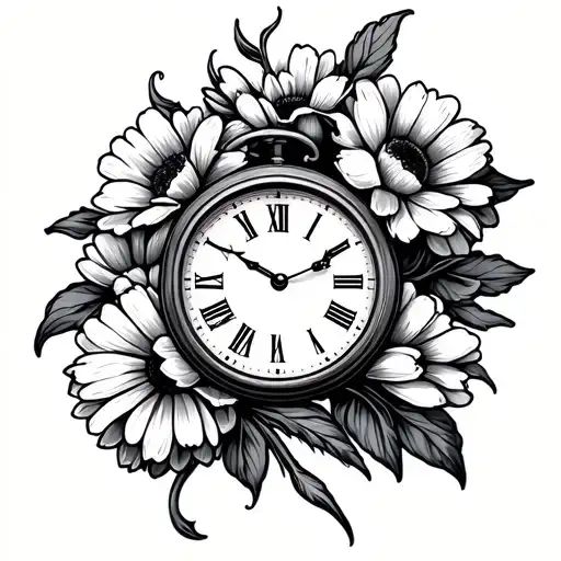 Clock With Marigolds