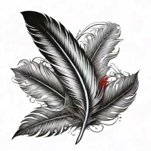 Feather Coverd In Blood