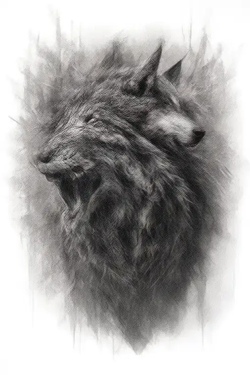 Tree Wolves Faces Howling Angry