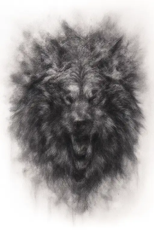 Tree Wolves Faces Howling Angry