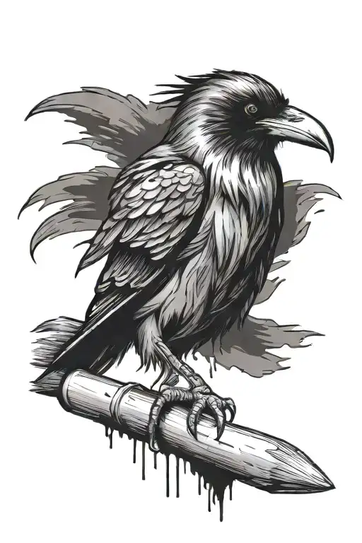 Raven Holding An Art Paint Brush