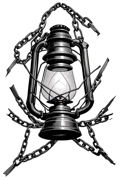 Lantern With Broken Chains Around The Bottom