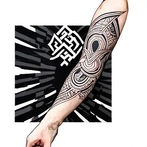 Mens Asian Geometric Leg Sleeve