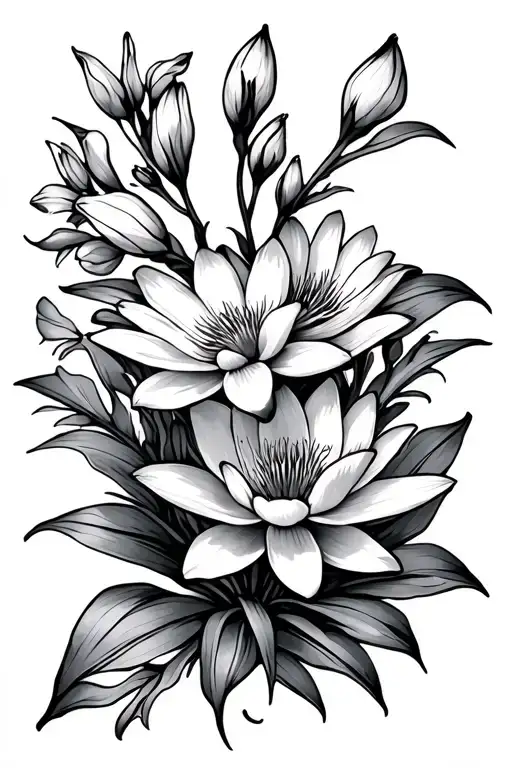 Water Lily Gladiolus Marigold Cosmo Flower Vine Wrapped