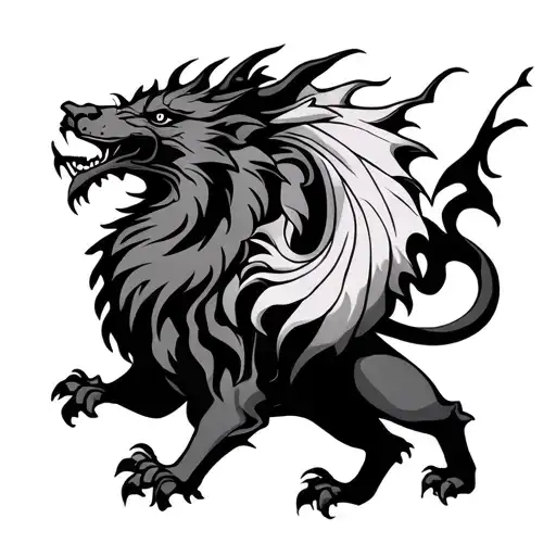 Welsh Dragon And Seperate Lion
