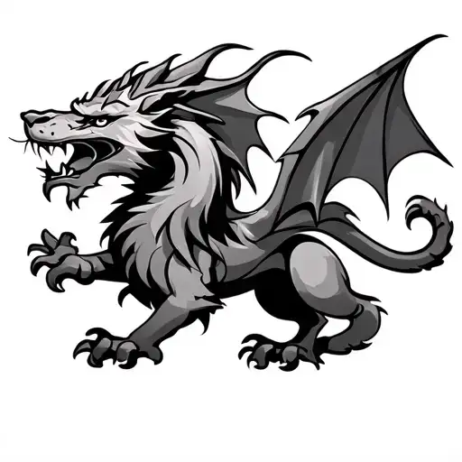 Welsh Dragon With Seperate Lion