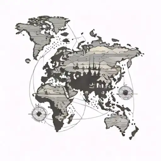 World Map Outline Nautical Theme Sleeve