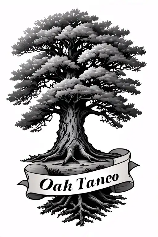 Oak Tree With Name Written