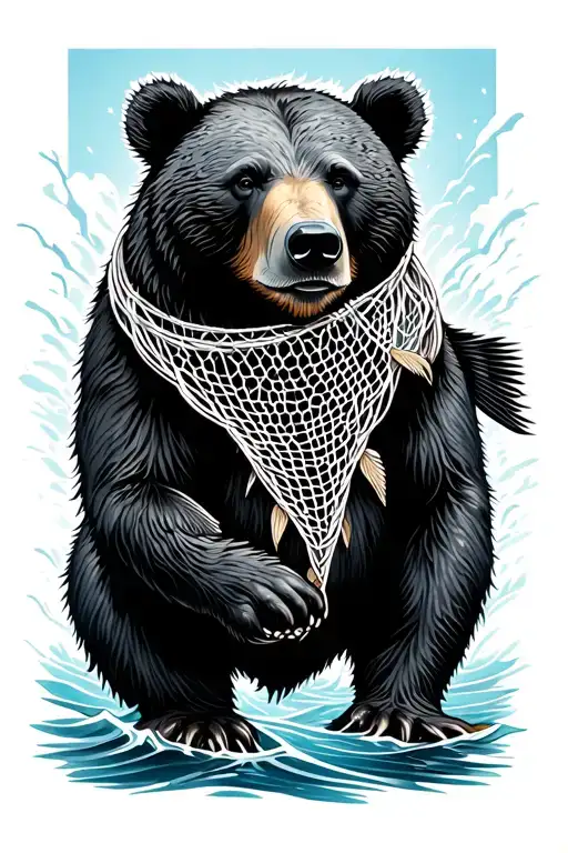 Bear Fish Nets Water Inuit Style