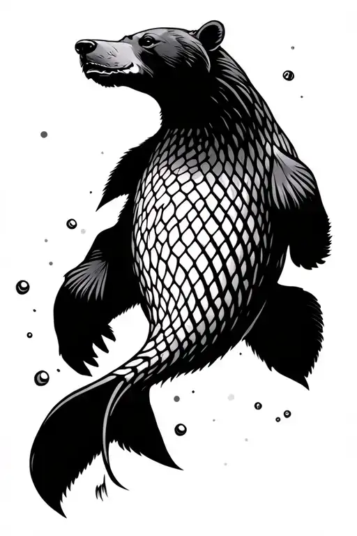 Bear Fish Nets Water Inuit Style