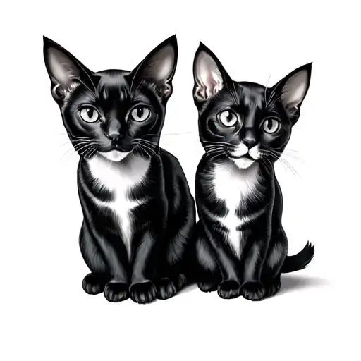 2 Black Cats Sitting