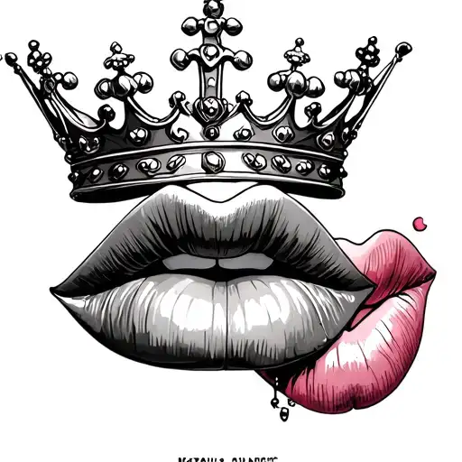 King Queen Crown Kiss Lips