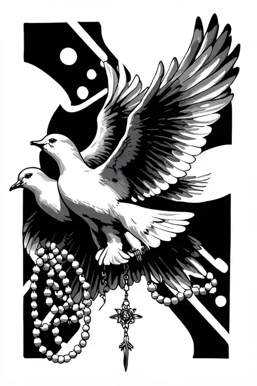 Dove In Flight Rosary Beads Wrapping