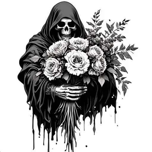 Grim Reaper Holding A Bouquet