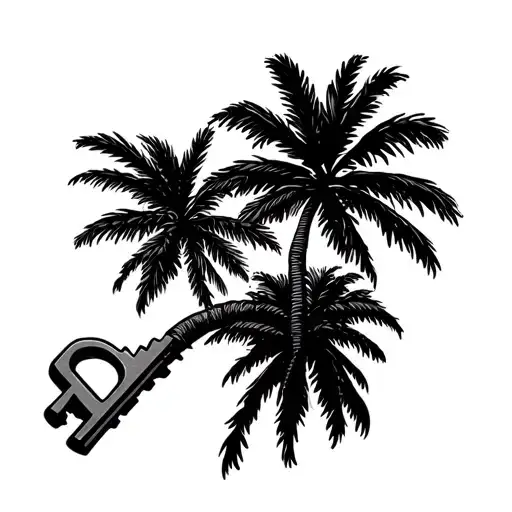 Skinny Palm Tree With Key As The Trunk