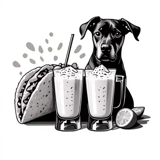 Dog Making Two Smoothies In A Blender On A Taco