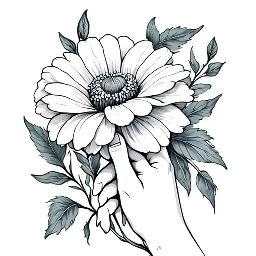 September Birth Flower With Hand Reaching