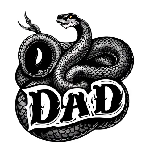 The Word Dad With A Snake Intertwined