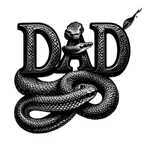 The Word Dad With A Snake Intertwined
