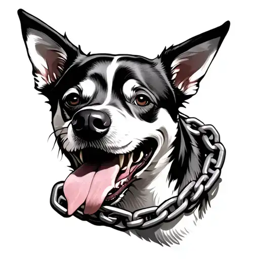 Dog Biting Chain Wrapped