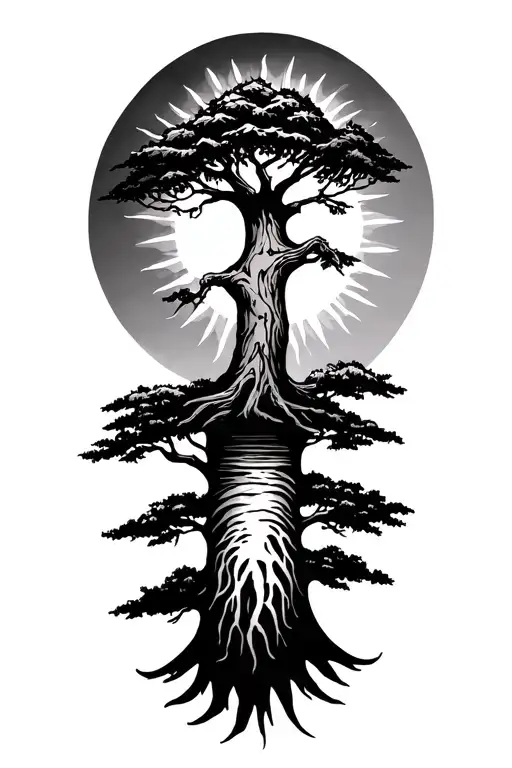 Sun And Tree Blackfoot Creation Story Black And White Sleeve