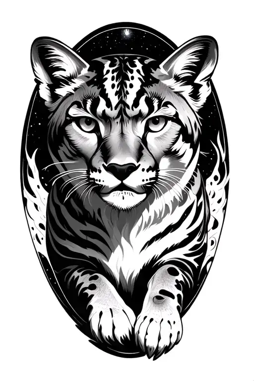 Cougar Emerging From Circular Oval Galactic Portal Opening