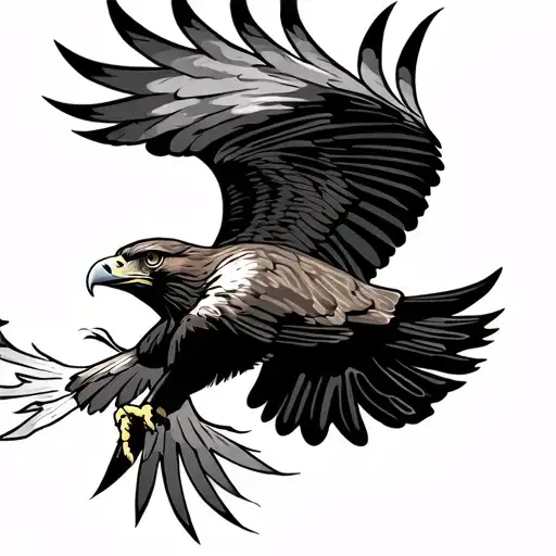 Hawk Soaring With Smoke Trailing Behind