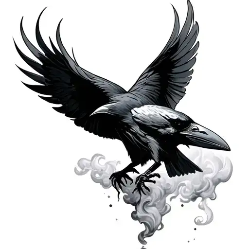 Raven With Smoke Trailing Behind It
