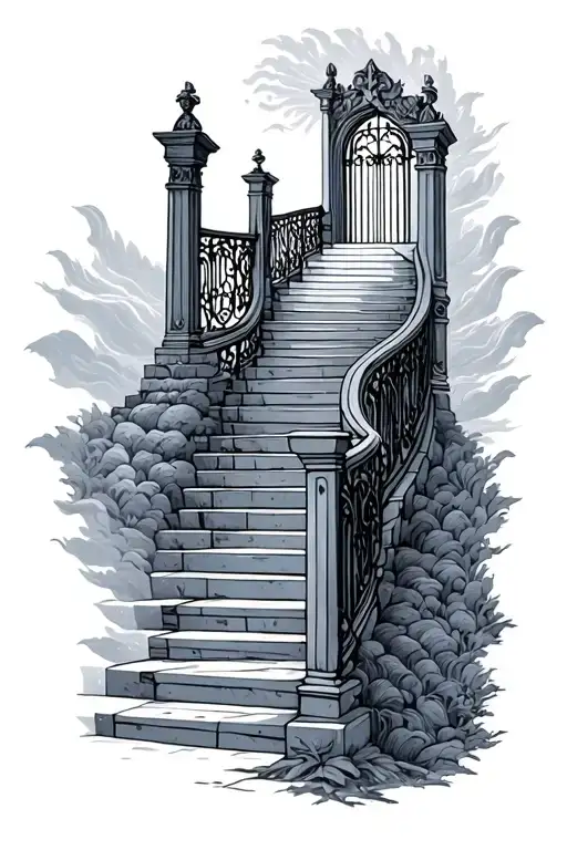 Curved Stairway To Heaven With Gates